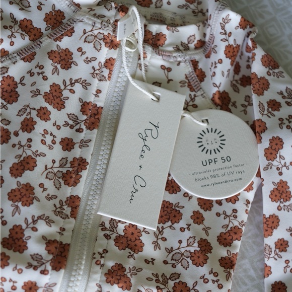 Rylee + Cru Other - Rylee + Cru Terracotta Floral Rash Guard UPF 50, 0-3m
